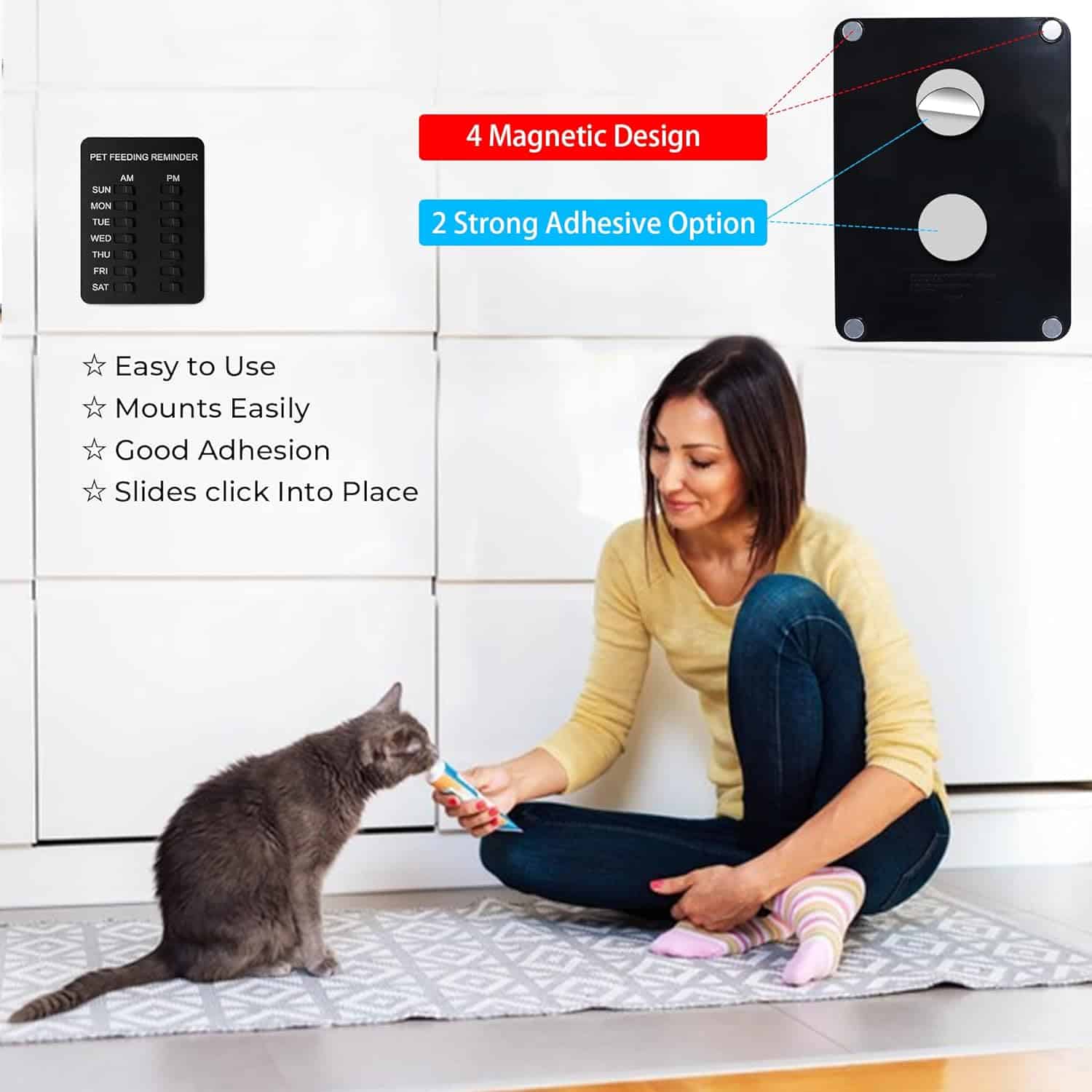 YARKOR Pet Feeding Reminder Magnetic Reminder Sticker: Simplify Your Pet's Feeding Routine